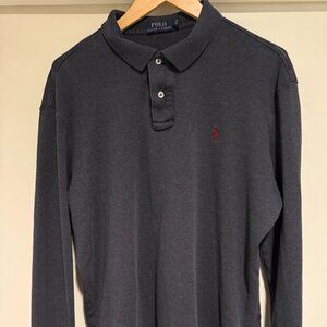 Ralph Lauren Long Sleeve Dark Gray Polo , size XLG